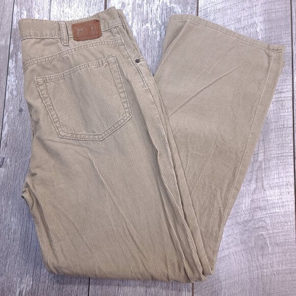 GAP Pants Mens 36x31 Brown Tan Corduroy Relaxed Bootcut Wide Leg Mid Rise Y2K - Picture 1 of 9